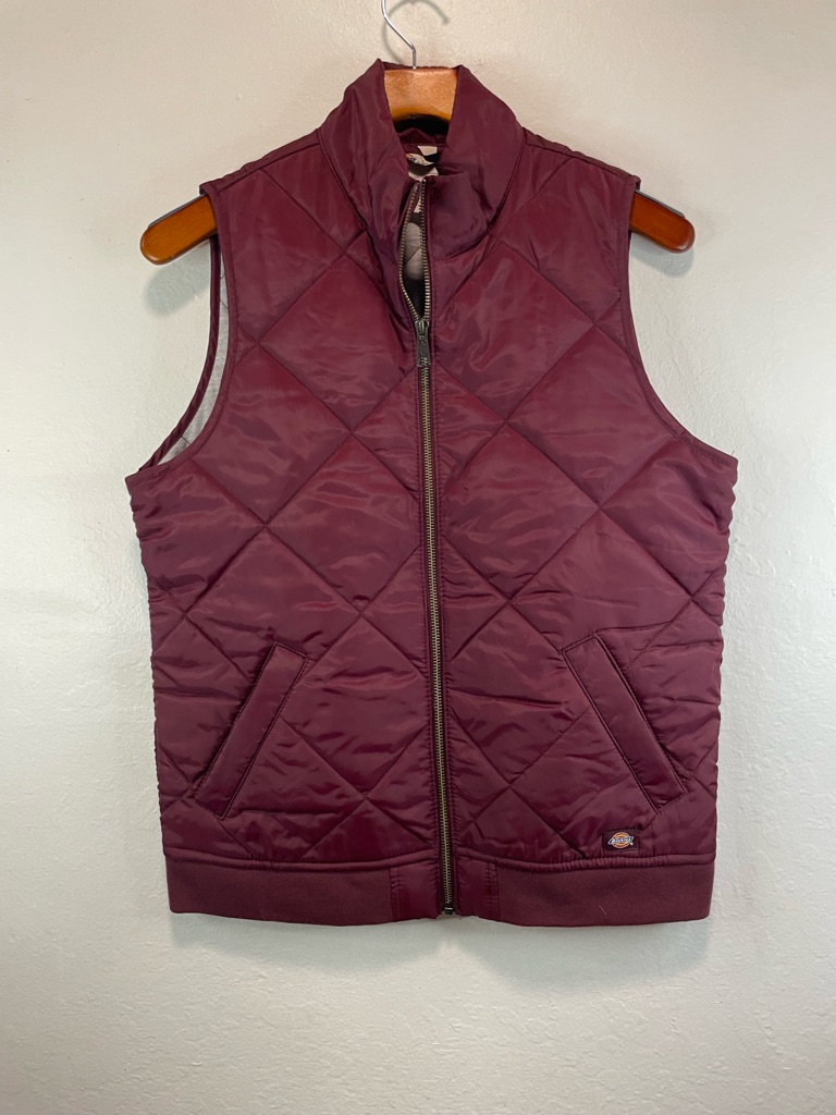 Dickies Women's Quilted Burgundy Sz M Zip Vest